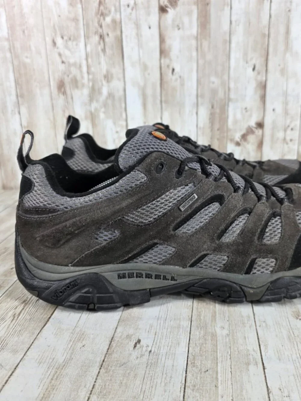 Merrell Moab Beluga Waterproof Hiking Trail Shoes Vibram Soles Men's Size 14